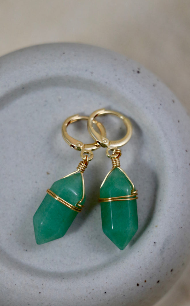 I AM abundant - Orecchini in avventurina doppie punte