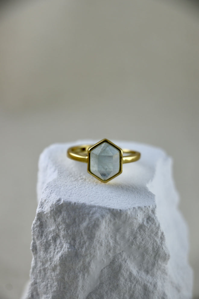 I AM clear - Aquamarin Ring Hexagon