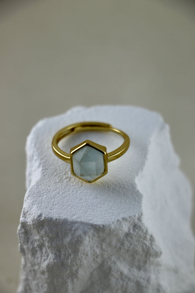 I AM clear - Aquamarin Ring Hexagon