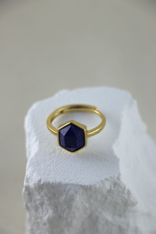 I AM true - Lapislazuli Ring Hexagon