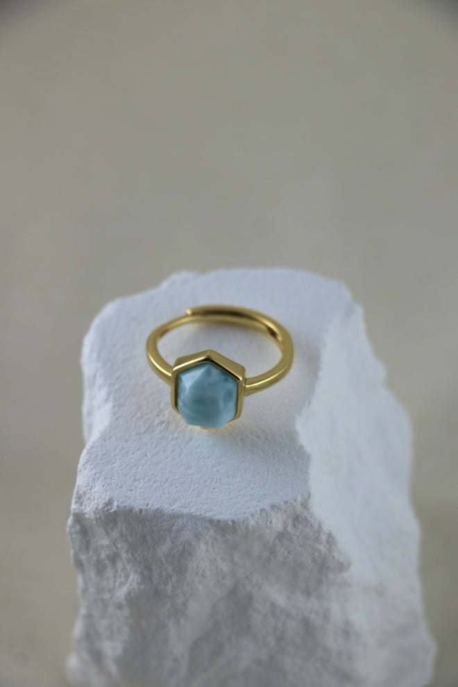 I AM inspired - Larimar Ring Hexagon