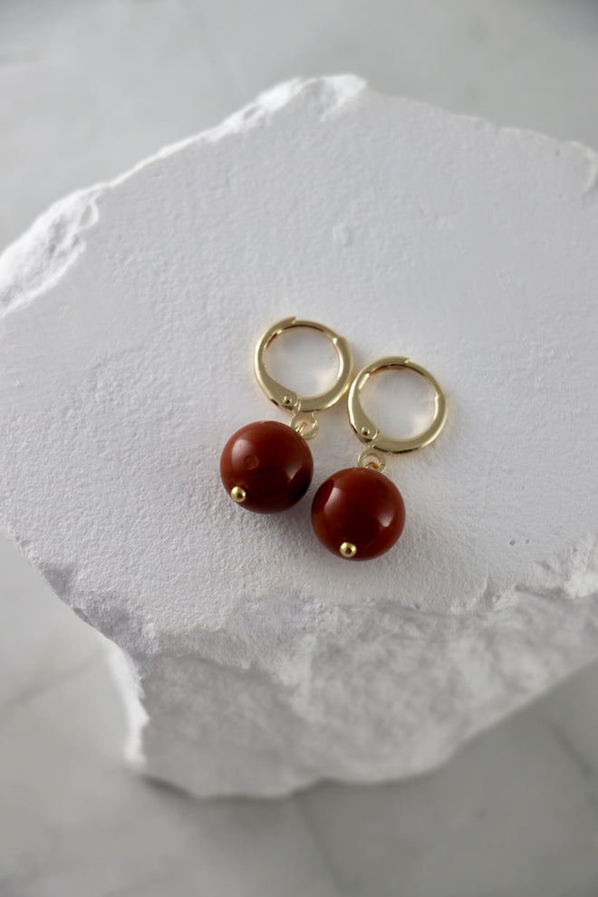 I AM powerful - Roter Jaspis Ohrringe Kugel