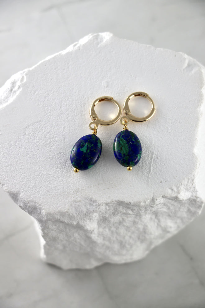 I AM enough - Azurit-Malachit Ohrringe Oval