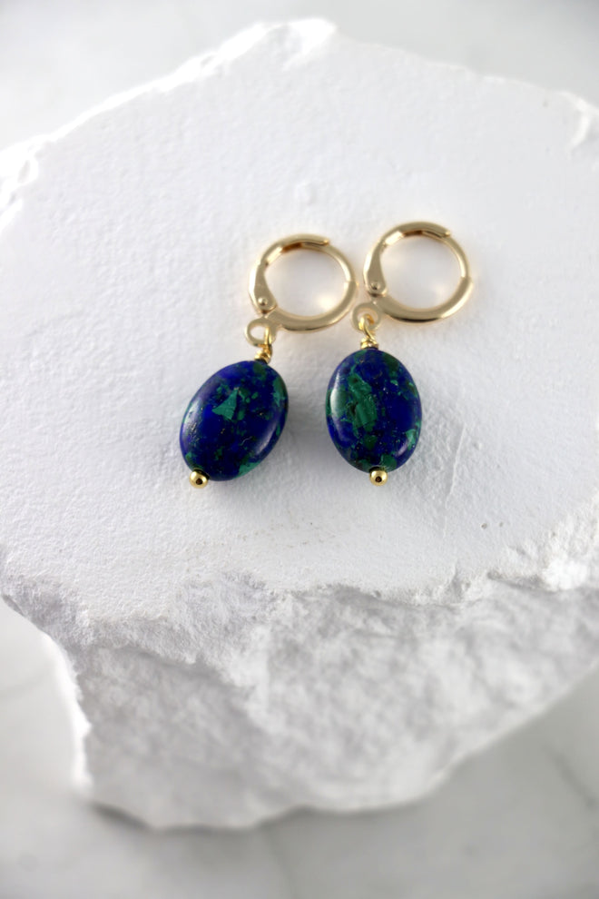 I AM enough - Azurit-Malachit Ohrringe Oval