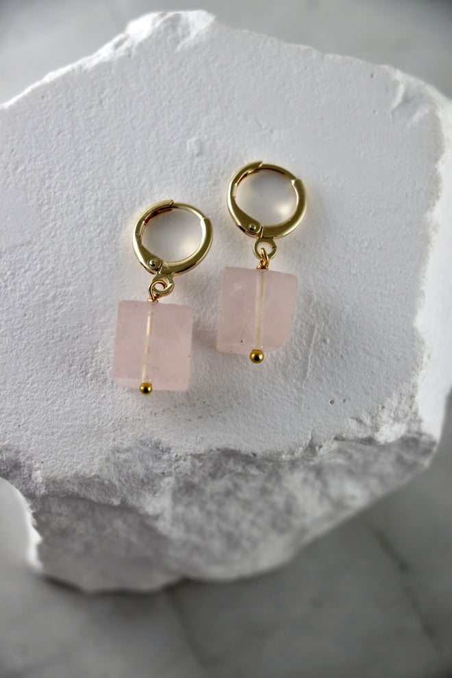 I AM love - Rosenquarz Ohrringe square