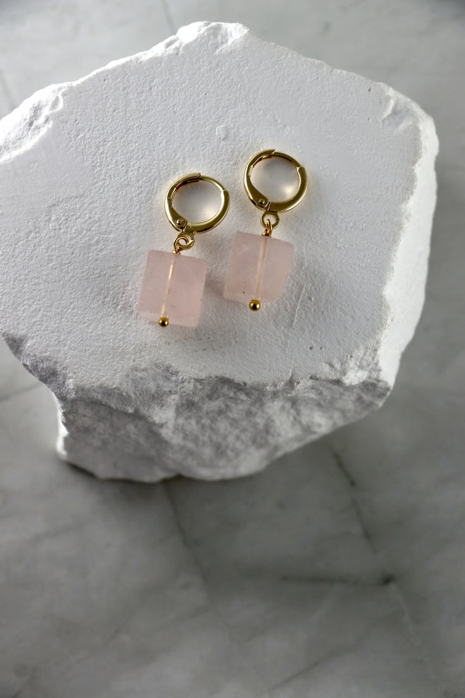 I AM love - Rosenquarz Ohrringe square