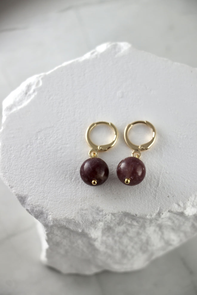 I AM strong - Lepidolith Ohrringe Kugel