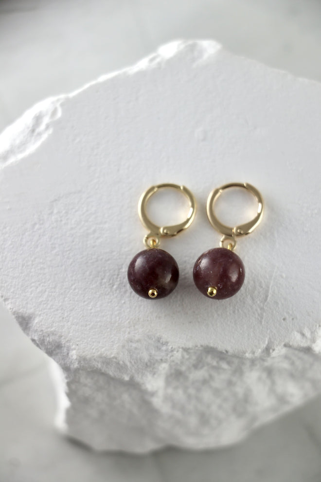 I AM strong - Lepidolith Ohrringe Kugel