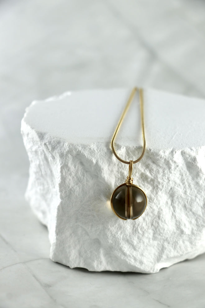 I AM open - Rauchquarz Halskette Kugel