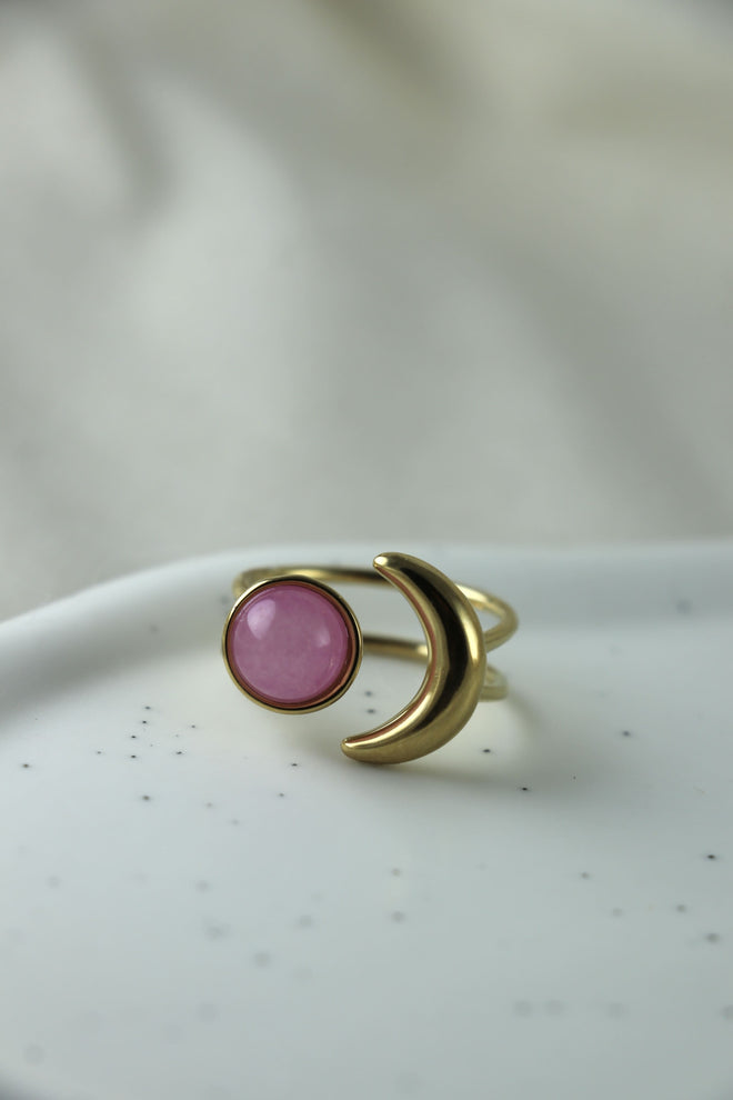 I AM love - Rosenquarz Ring Mond