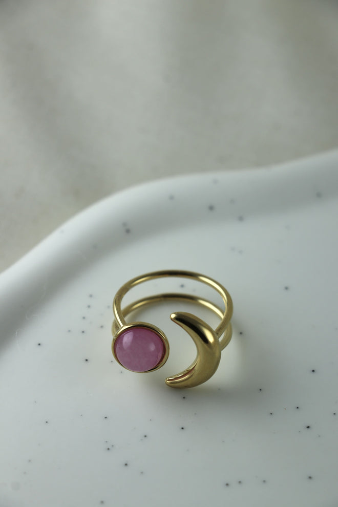 I AM love - Rosenquarz Ring Mond