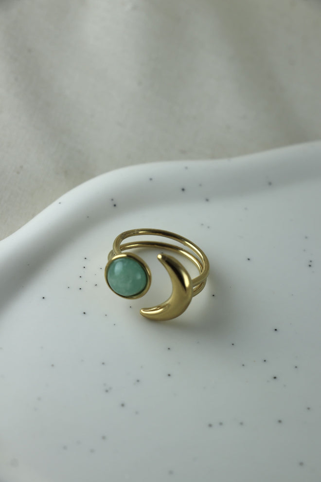 I AM focused - grüner Fluorit Ring Mond