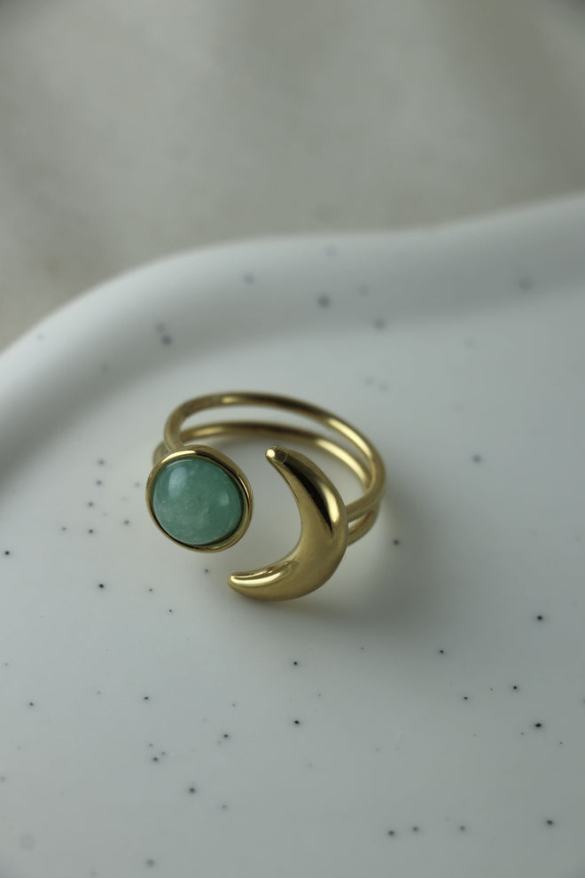 I AM focused - grüner Fluorit Ring Mond