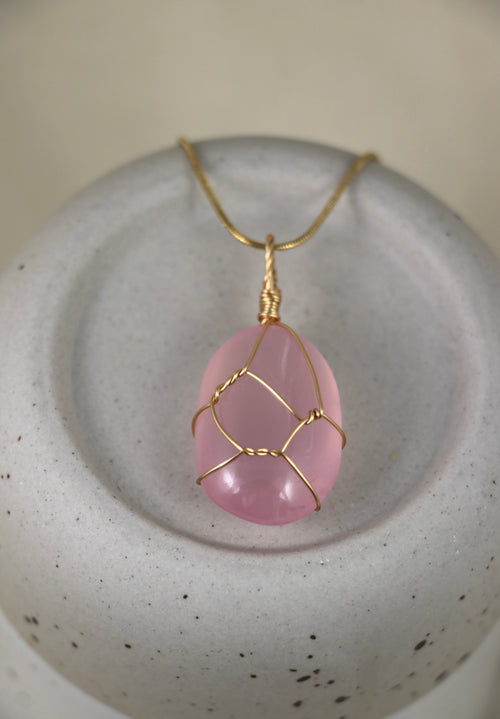 I AM love - collana in quarzo rosa