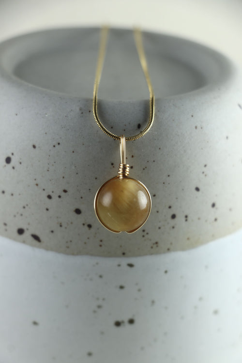 I AM brave - Collana Sfera Occhio di Tigre Giallo
