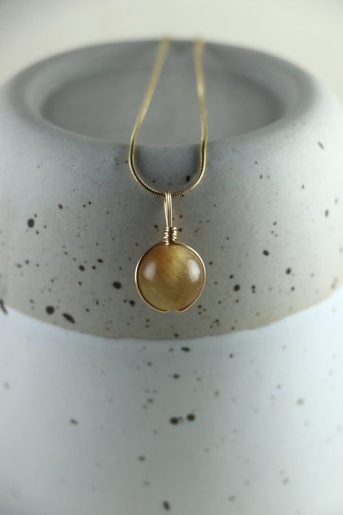 I AM brave - Collana Sfera Occhio di Tigre Giallo