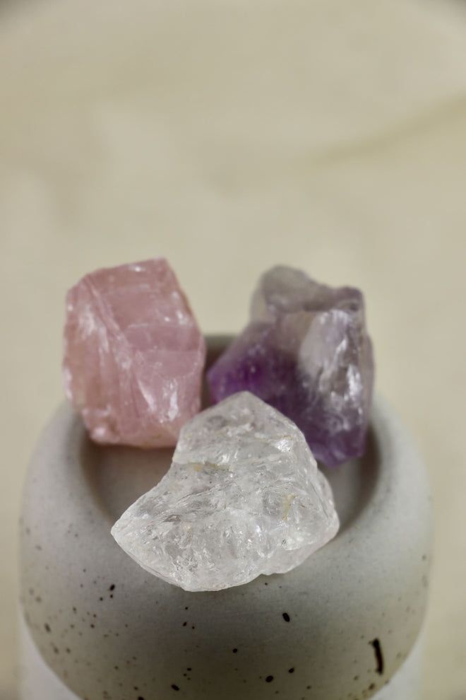 I AM harmony - Wassersteinmischung Rosenquarz, Amethyst & Bergkristall