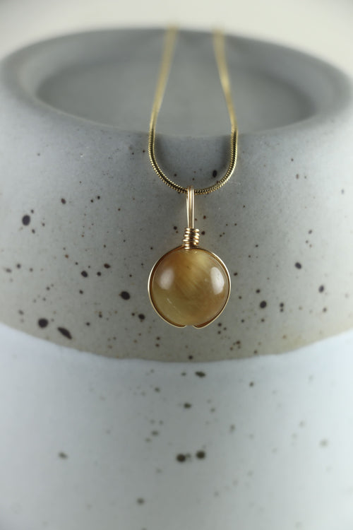 I AM brave - Collana Sfera Occhio di Tigre Giallo