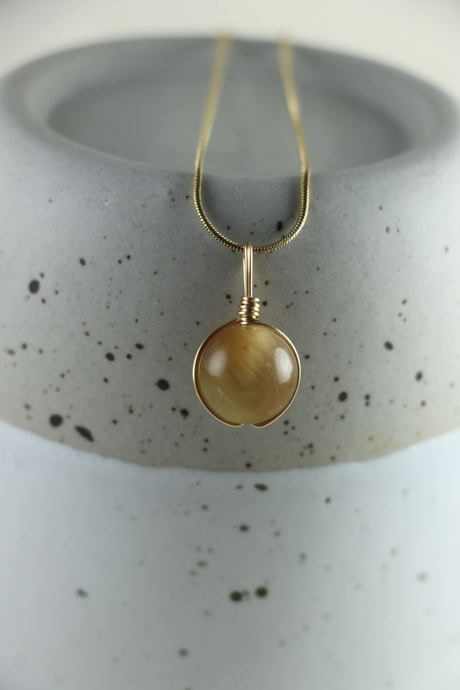 I AM brave - Collana Sfera Occhio di Tigre Giallo