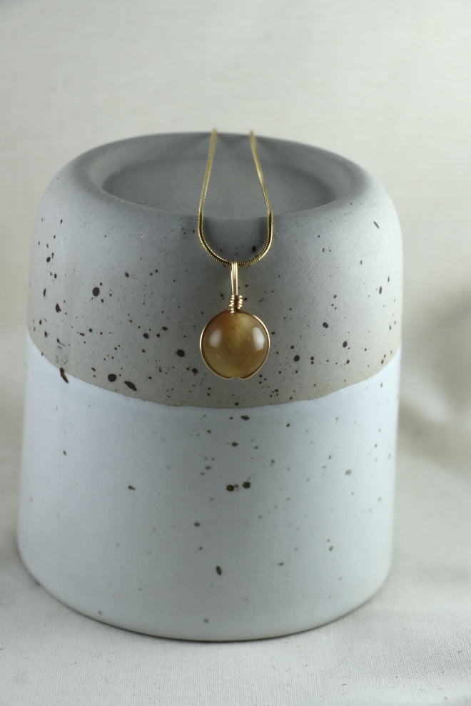 I AM brave - Collana Sfera Occhio di Tigre Giallo