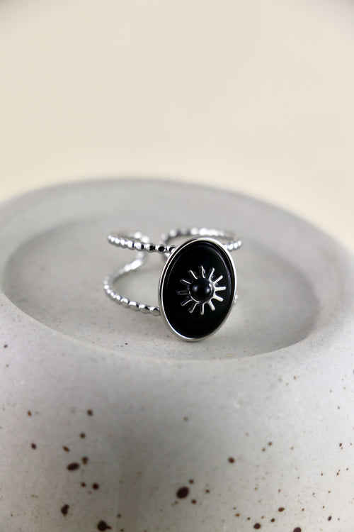 I AM limitless - Bague Onyx Soleil Argent