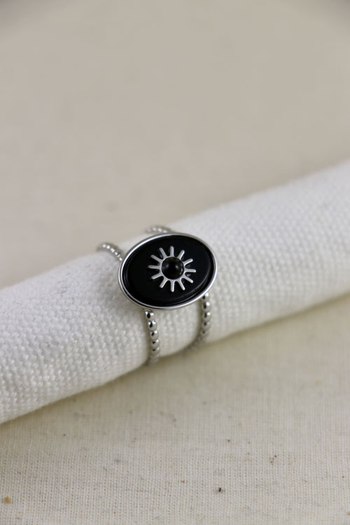 I AM limitless - Bague Onyx Soleil Argent