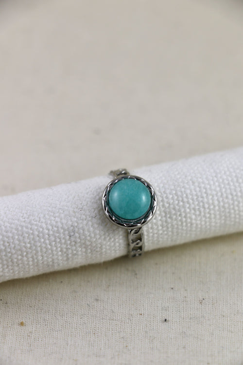 I AM confident - Bague Amazonite Bouton Argent