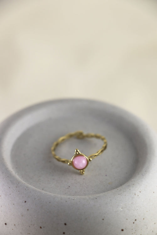 I AM love - Bague en quartz rose boussole