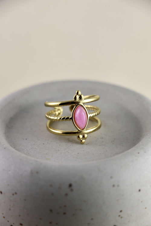 I AM love - Bague en quartz rose miroir