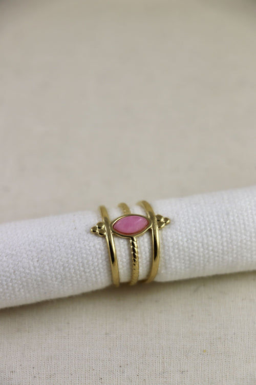 I AM love - Bague en quartz rose miroir