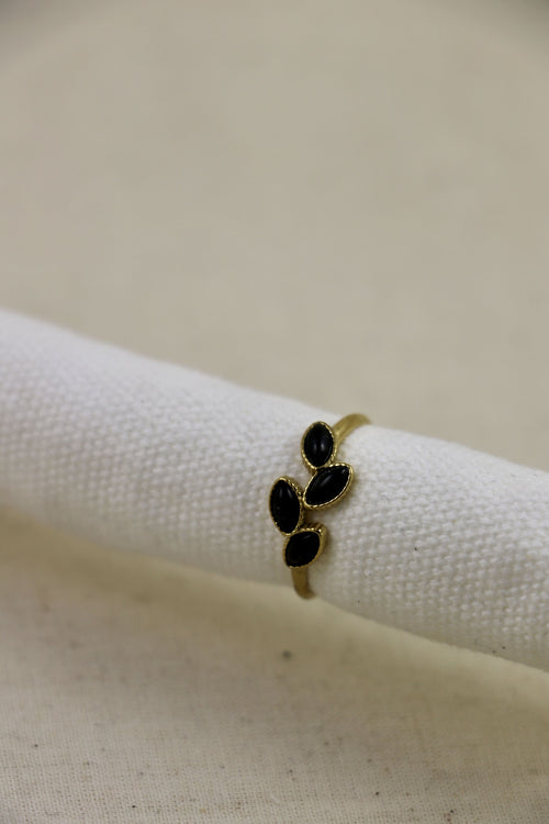 I AM limitless - Bague Onyx Feuille