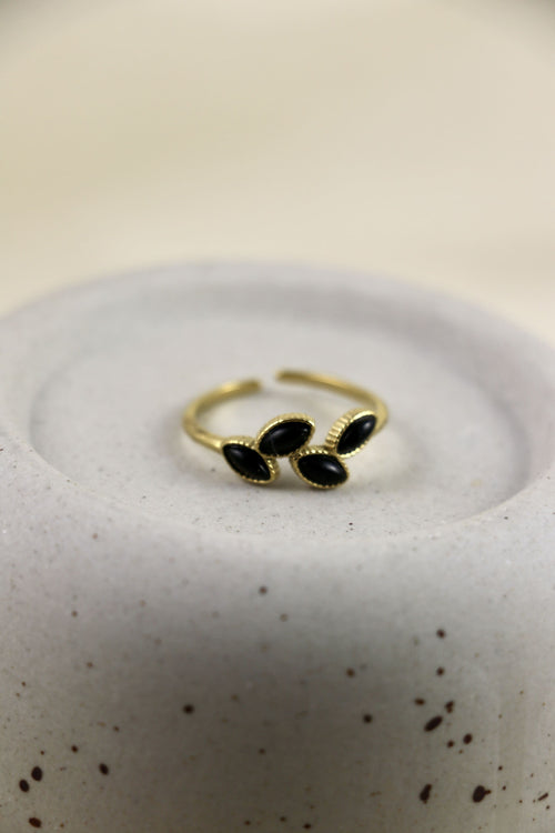 I AM limitless - Bague Onyx Feuille