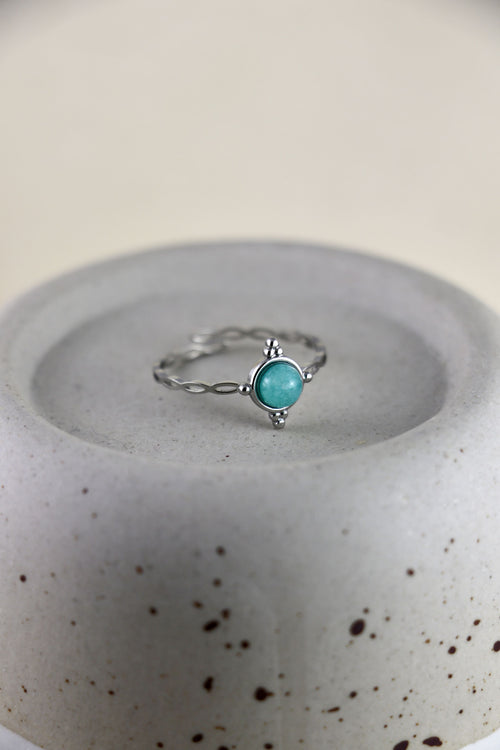 I AM confident - Bague Amazonite Boussole Argent