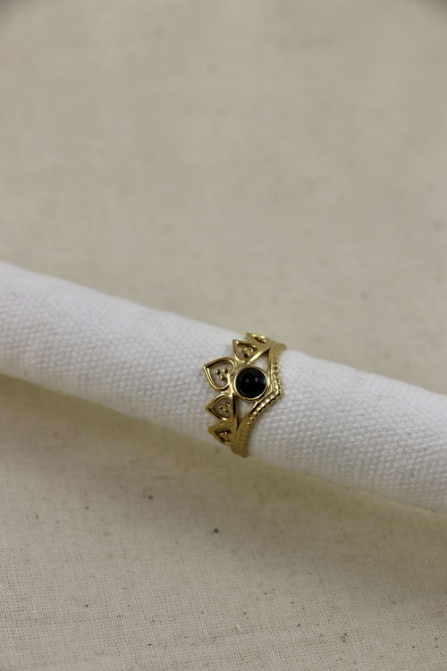 I AM limitless - Bague Onyx Couronne