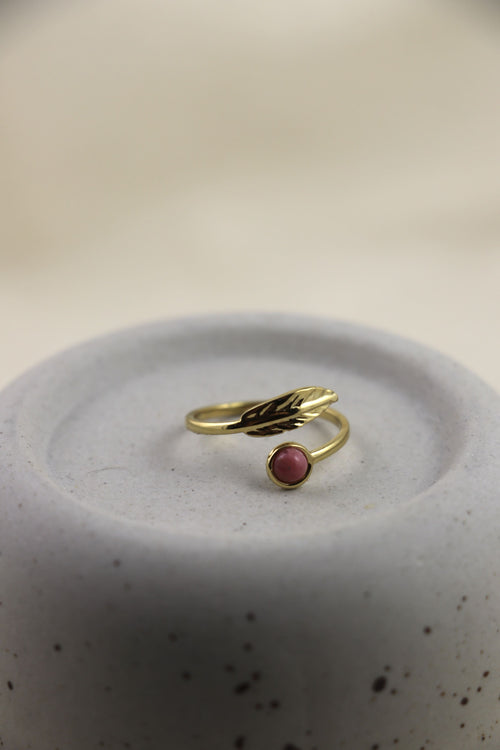 I AM love - Anello in quarzo rosa piuma
