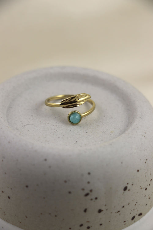 I AM confident - Bague Amazonite Plume