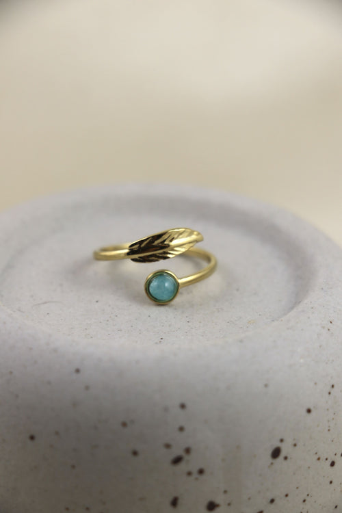 I AM confident - Bague Amazonite Plume