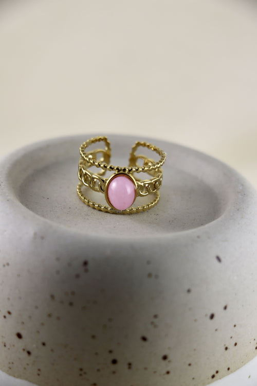 I AM love - Bague Quartz Rose Chain