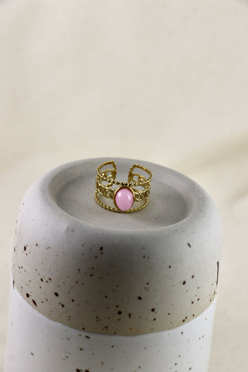 I AM love - Bague Quartz Rose Chain