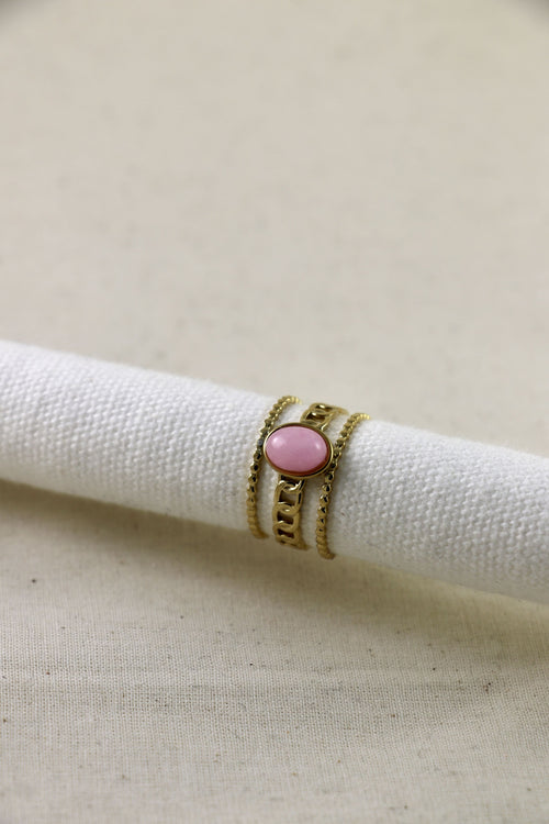 I AM love - Bague Quartz Rose Chain