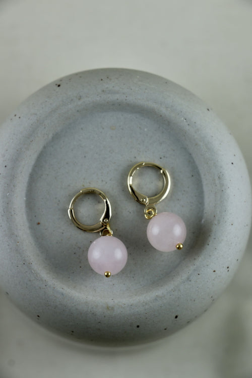 I AM love - Rosenquarz Ohrringe Kugel