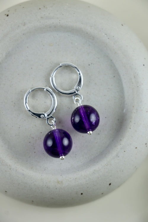I AM clarity - Amethyst Ohrringe Kugel Silber