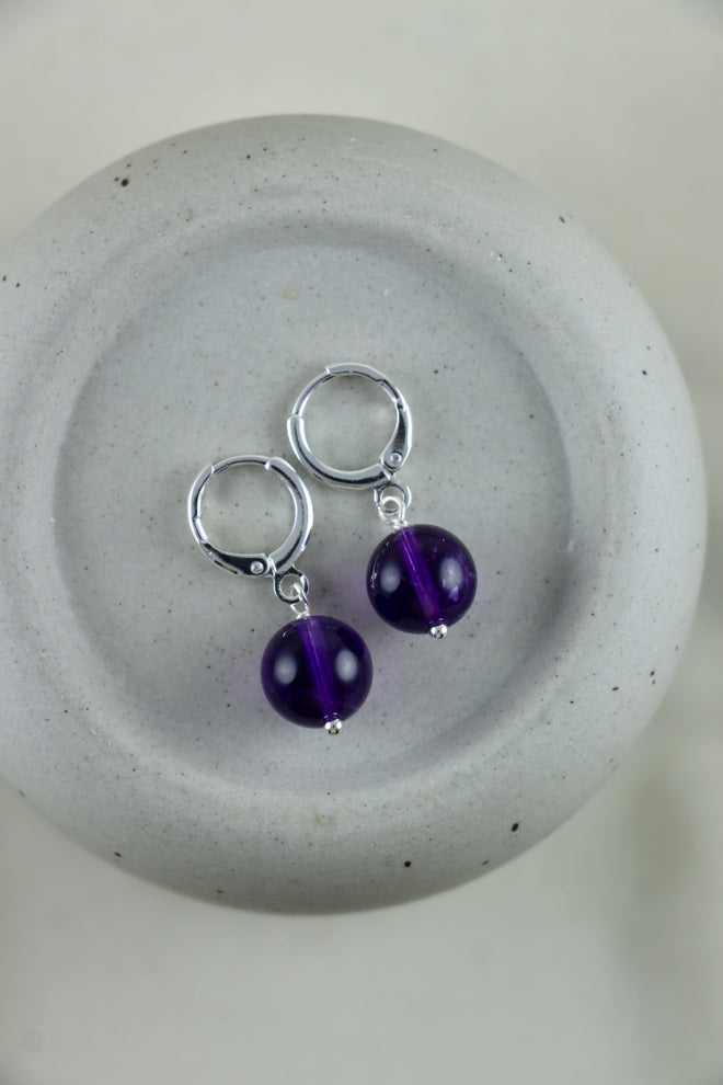 I AM clarity - Amethyst Ohrringe Kugel Silber