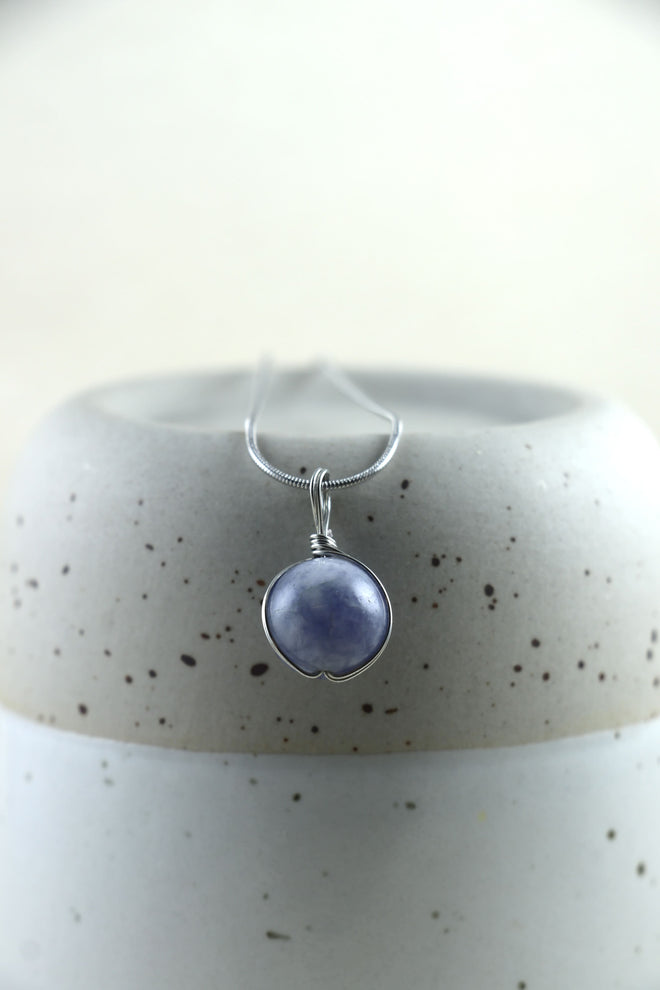 I AM blessed - Angelit Halskette Kugel Silber