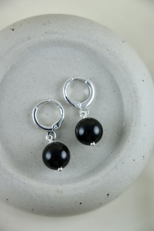 I AM limitless - Onyx Ohrringe Kugel Glanz Silber