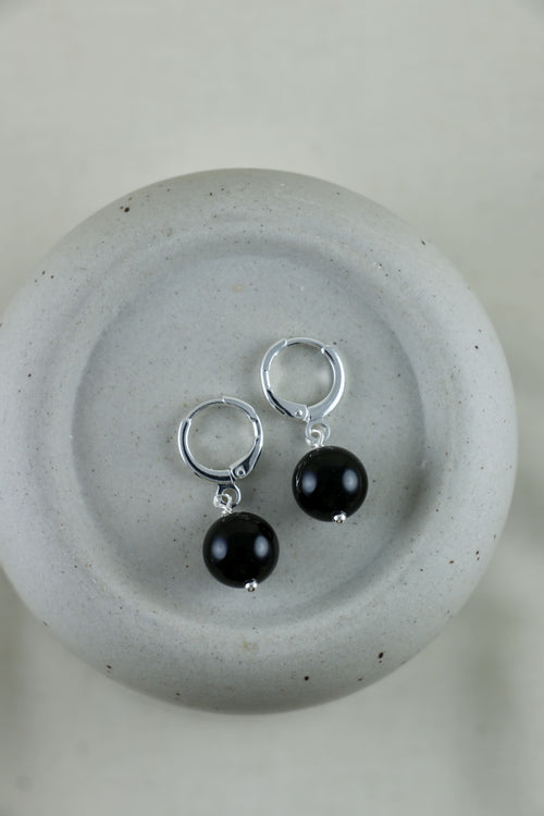 I AM limitless - Onyx Ohrringe Kugel Glanz Silber