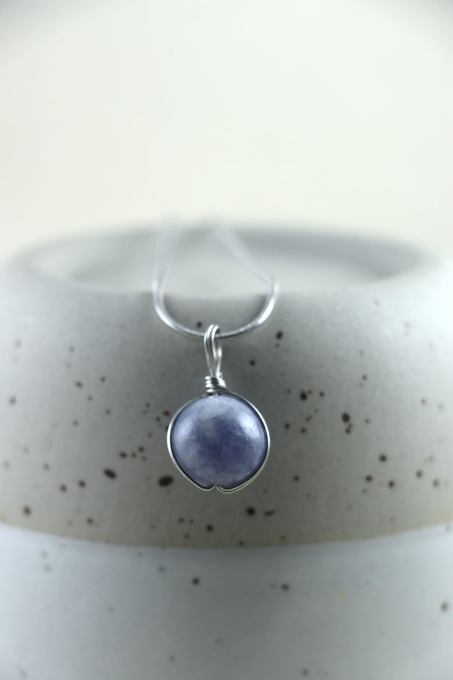 I AM blessed - Angelit Halskette Kugel Silber