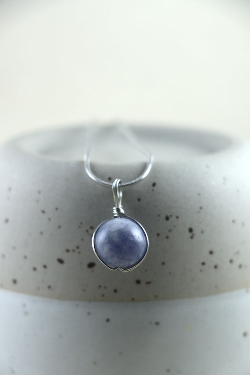 I AM blessed - Angelit Halskette Kugel Silber