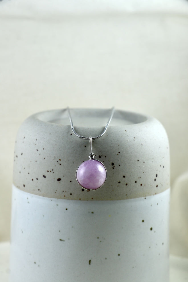 I AM healing - Kunzit Halskette Kugel Silber