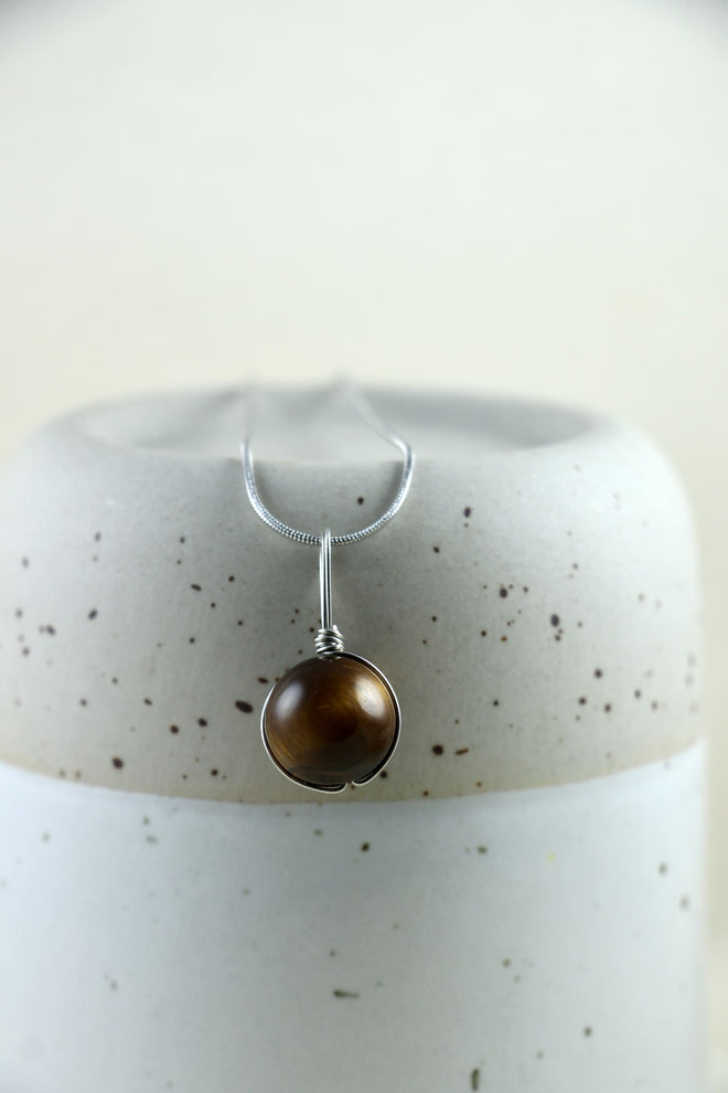 I AM brave - Tigerauge Halskette Kugel Silber